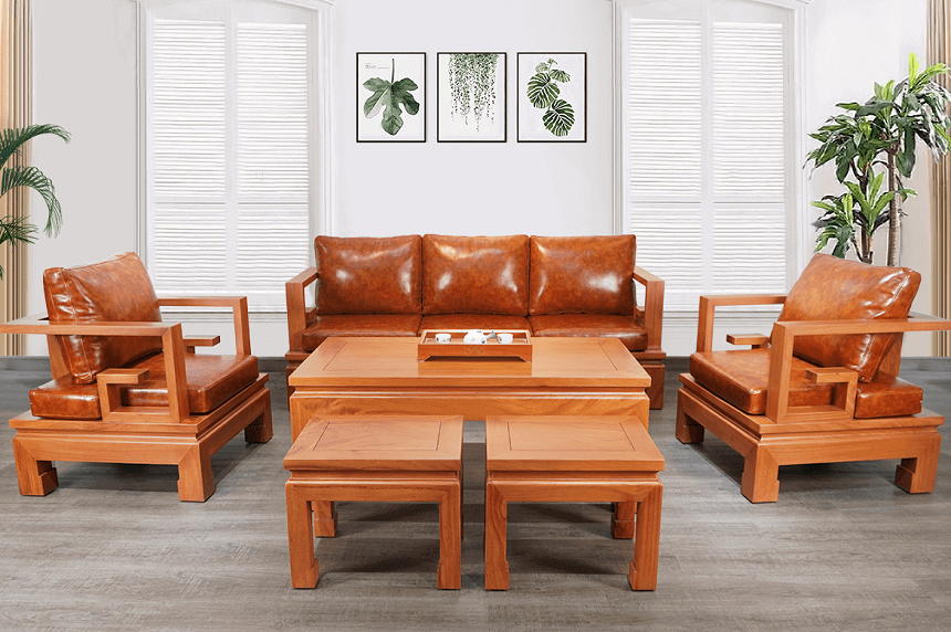 sofa gỗ gõ đỏ hiện đại